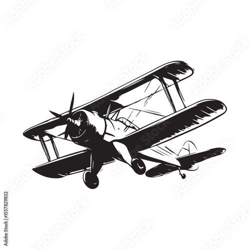 biplane silhouette vector illustration