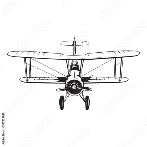 biplane silhouette vector illustration