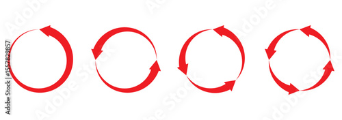 Cyclic rotation icon set. Reiteration or renewal symbol. Recycling sign on transparent background. Vector illustration.
