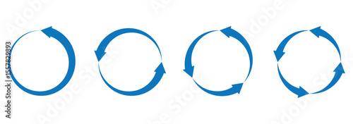 Cyclic rotation icon set. Reiteration or renewal symbol. Recycling sign on transparent background. Vector illustration.