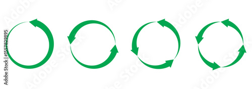 Cyclic rotation icon set. Reiteration or renewal symbol. Recycling sign on transparent background. Vector illustration.