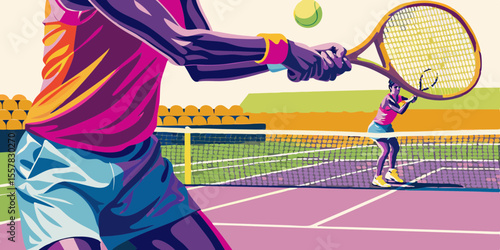 tennis player hitting ball