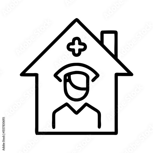 Home nurse icon representing healthcare professional in residence  