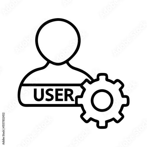 User icon with settings gear in minimal flat design  