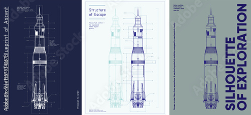A poster illustrating a rocket as a precise engineering blueprint. A visual tribute to ambition, precision, and exploration—where math meets motion and design lifts off.