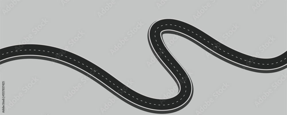 Fototapeta premium Flat roadway illustration isolated on a grey background.