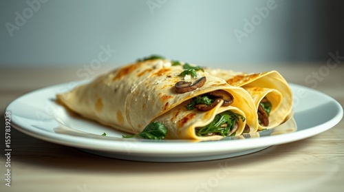 Savory Crepes with Mushrooms Spinach and Cheese