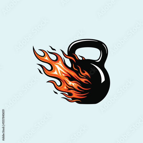kettlebell with thunder fire logo