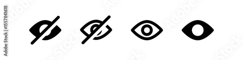 eye icon set. vision icon, see view icons - eyesight symbol - invisible eye hide icon, incognito icon no eye view hidden icon set. vision icon, unsee icons