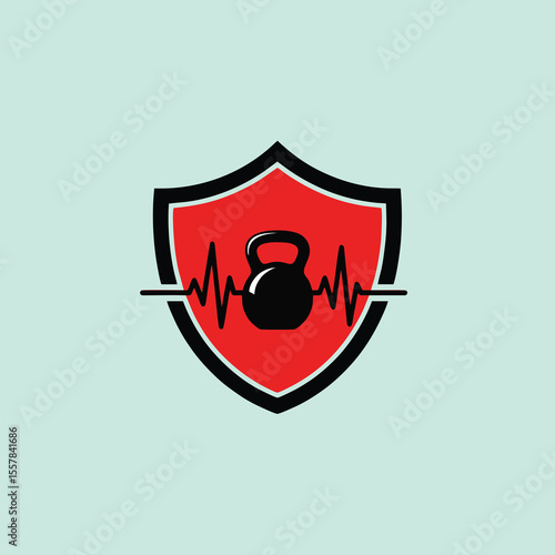 kettlebell icon logo with pulse
