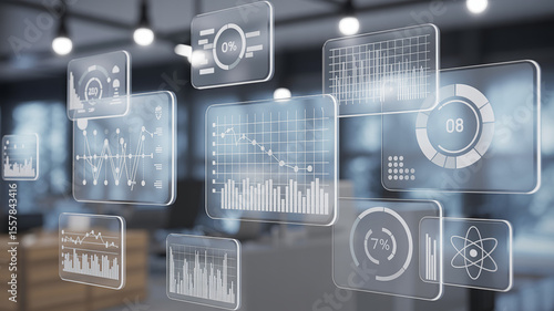 Futuristic Data Visualization: A futuristic depiction of data visualization, with holographic interfaces displaying intricate charts and graphs.