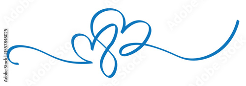 One continuous line drawing of two hearts isolated on transparent background. Editable stroke. Vector illustration