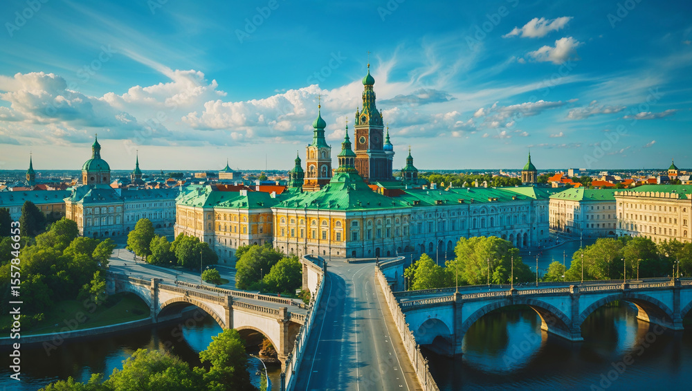 Naklejka premium stunning city Riga Latvia sunny summer day