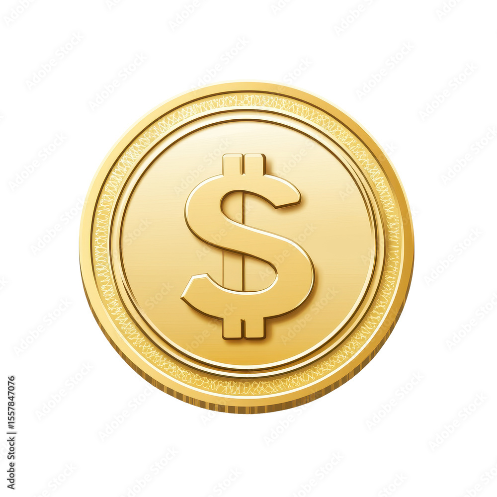 Dollar coin icon presented against a clean Transparent background for financial illustration, Dollar coin icon isolated on PNG background Dollar coin icon presented against a clean Transparent background for financial illustration, Dollar coin icon isolated on PNG background