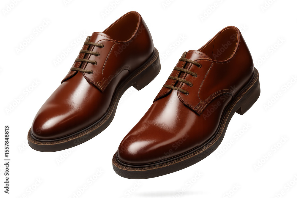 Elegant brown leather shoes isolated on transparent backdrop, stylish footwear Elegant brown leather shoes isolated on transparent backdrop, stylish footwear