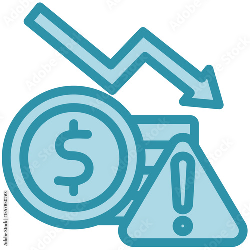 Financial Risk dual tone blue color, mini illustration icon. use for modern concept, print, UI, UX kit, web and app development. Vector related to risk management, business, finance.