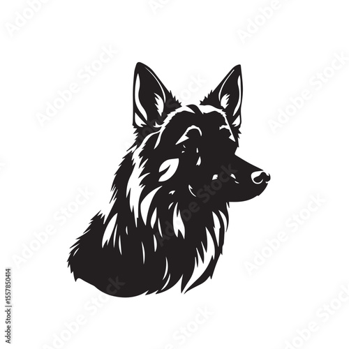 German Shepherd Dog silhouette on white background. Dog head icon. Dog logo design. Dog vector design.