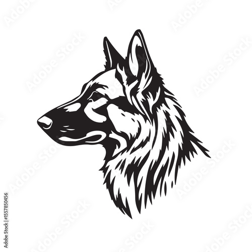 German Shepherd Dog silhouette on white background. Dog head icon. Dog logo design. Dog vector design.