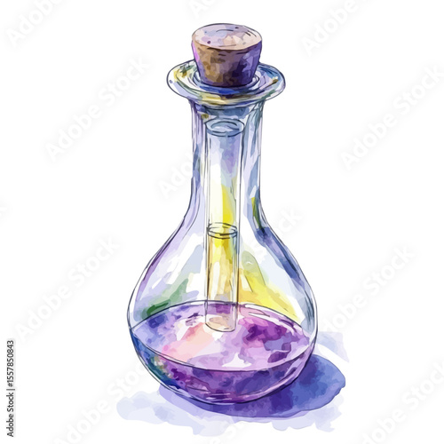 watercolor vector of Graduated Buret, isolated on a white background.