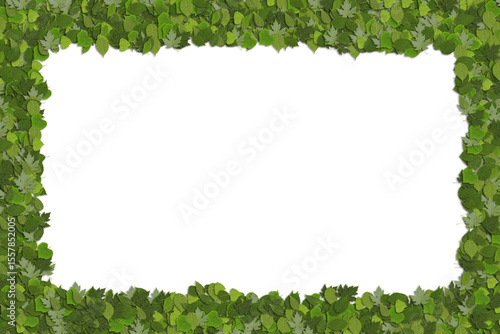 Green Leafy Border With White Center for Text or Messages