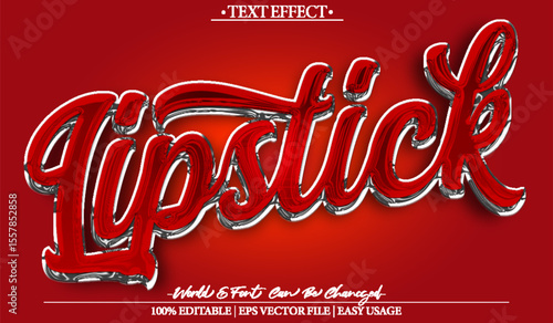 Lipstick Vector Text Effect Editable Alphabet Red Beauty Cosmetic Gloss