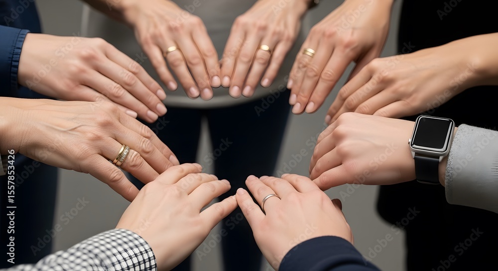 Fototapeta premium Unity, Teamwork, and Collaboration Hands Forming a Circle Symbol