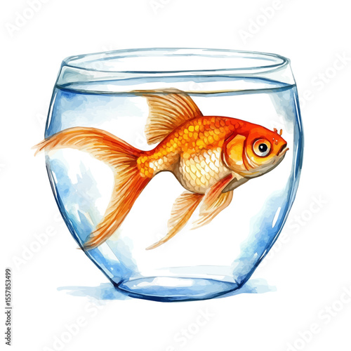 watercolor vector of Goldfish, isolated on a white background.