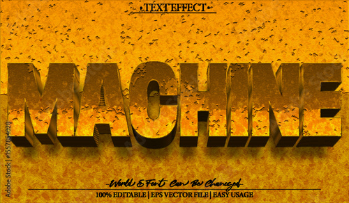Machine Vector Text Effect Editable Alphabet Iron Metal Machining Robotic