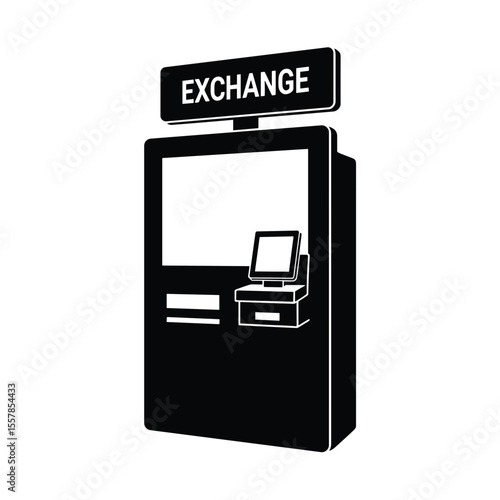 Exchange kiosk with digital display in airport terminal concept of Currency & Financial Services  
