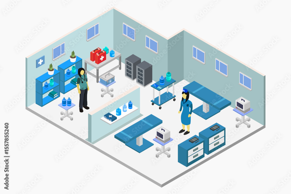 Cabinet Cardiologist room isometric Cabinet Cardiologist room isometric
