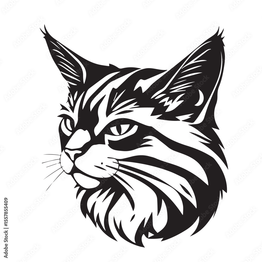 Obraz premium Cat head silhouette. Cat silhouette icon. Stylized Cat logo. Cat head icon.