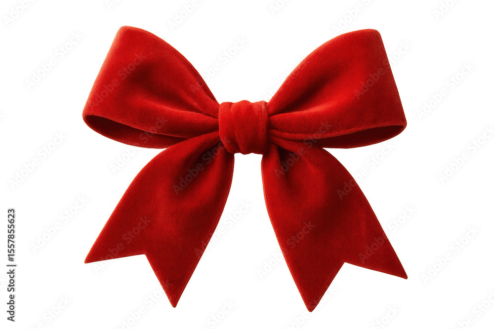 Red velvet bow adding a touch of elegance, isolated on a transparent background, perfect for festive designs Red velvet bow adding a touch of elegance, isolated on a transparent background, perfect for festive designs