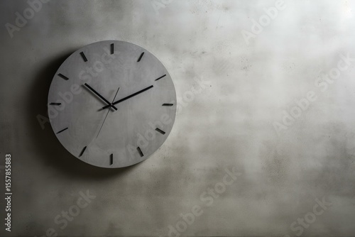 Wallpaper Mural Minimalist round clock hanging on a gray textured wall, creating a stylish and modern atmosphere Torontodigital.ca