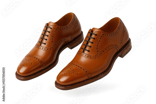 Wallpaper Mural Pair of brown leather brogue shoes isolated on a transparent background, elegant Torontodigital.ca