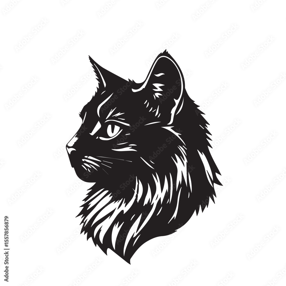 Fototapeta premium Cat head silhouette. Cat silhouette icon. Stylized Cat logo. Cat head icon.
