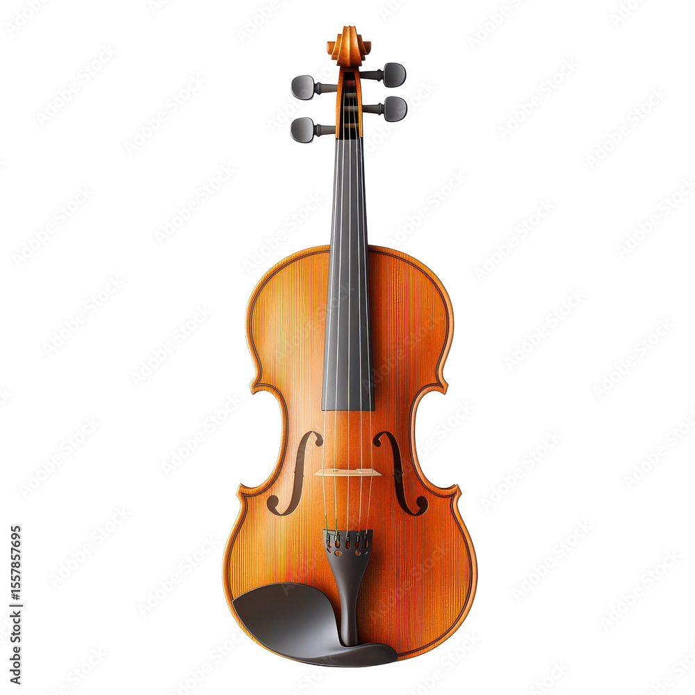 Fototapeta premium Elegant wooden classic violin isolated against a clean Transparent background for artistic display, Wooden classic violin isolated on PNG background