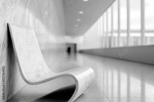 photorealistic depiction of single piece of modern furniture emphasizing its elegant form