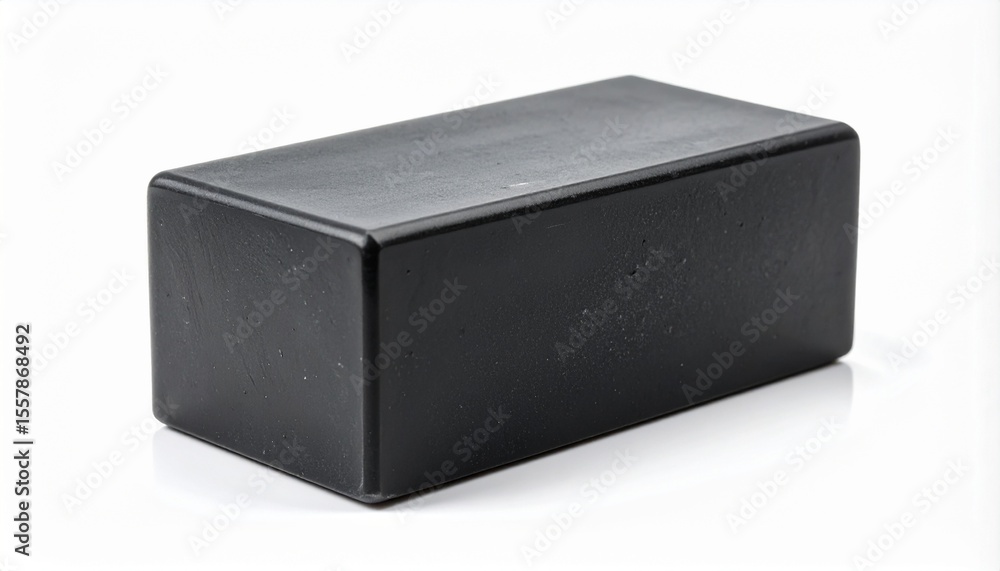 Single Charcoal Black Soap Bar on White Background Single Charcoal Black Soap Bar on White Background