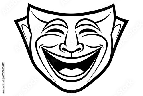Laughing Comedy Mask Illustration for Drama and Acting Themes