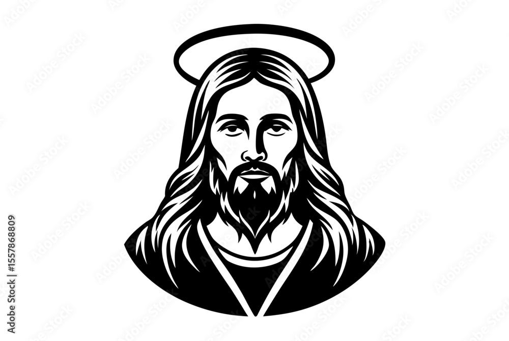 Jesus with Halo Vector Artwork for Religious Illustrations Jesus with Halo Vector Artwork for Religious Illustrations