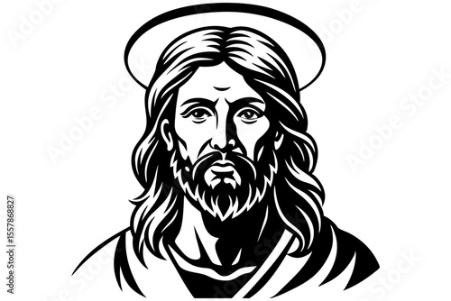 Sacred Jesus with Halo Clipart for Christian Themes