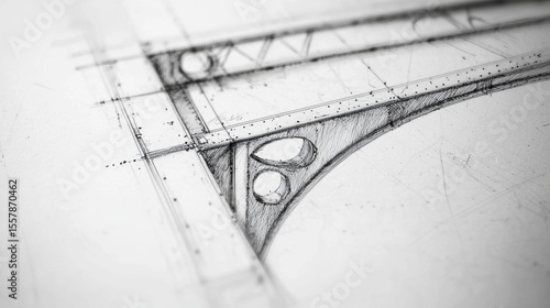 Wallpaper Mural Detailed architectural sketch of a bridge design showcasing intricate structural details and precise measurements Torontodigital.ca