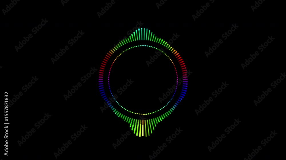Circular interface audio voice music sound spectrum equalizer, 4k footage, sound waves animation on black and white background. Circular interface audio voice music sound spectrum equalizer, 4k footage, sound waves animation on black and white background.