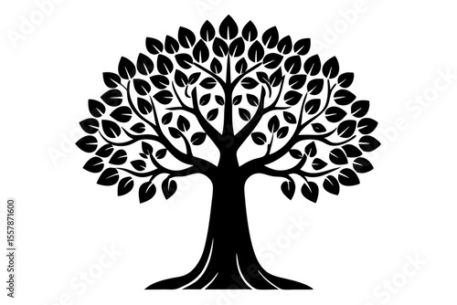Detailed Bodhi Tree Silhouette Vector for Calm Designs