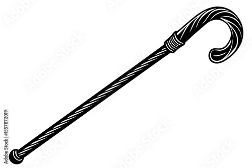 Shepherd’s Crook Staff Vector Art for Religious Graphics