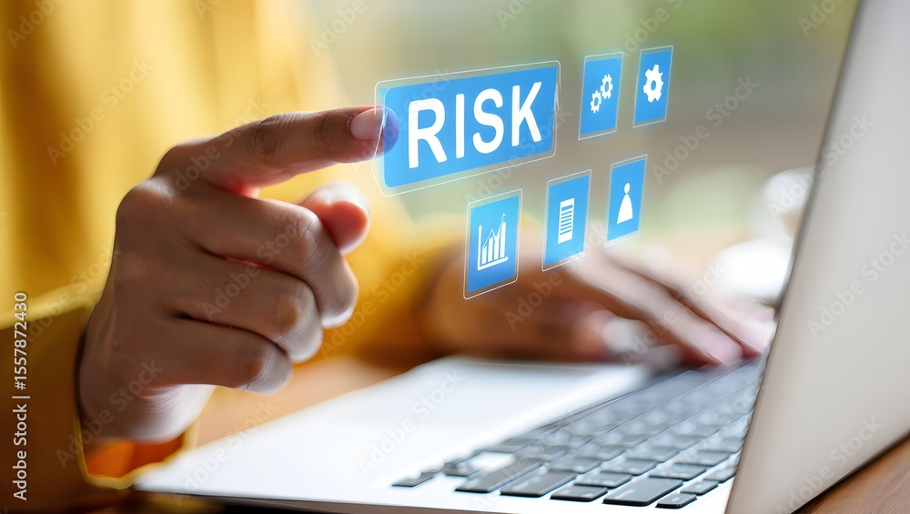 Risk management concept, Risk assessment. Person using laptop to business and personal planning for risk mitigation with information and decision. Risk management concept, Risk assessment. Person using laptop to business and personal planning for risk mitigation with information and decision.