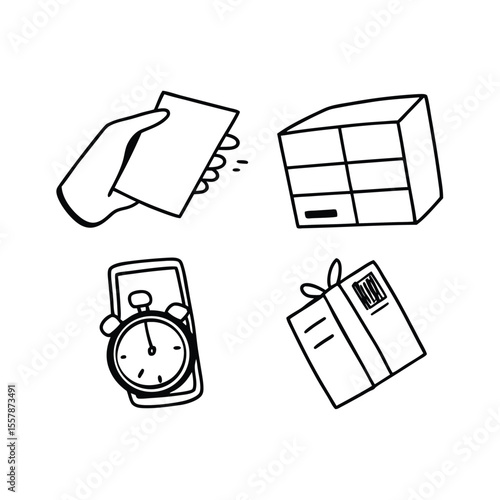 delivery service line Icons contactless drop timer  receipt icon symbol vector set sign icons web button illustration online order delivery icons logistics  transport icons minimal delivery icons 