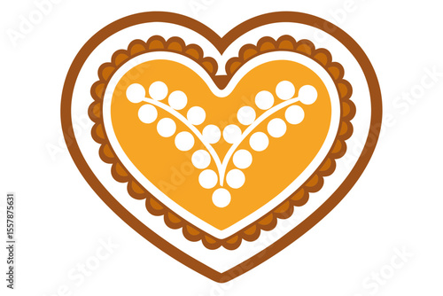 Delicious Gingerbread Heart Cookie with Oktoberfest Design Pattern