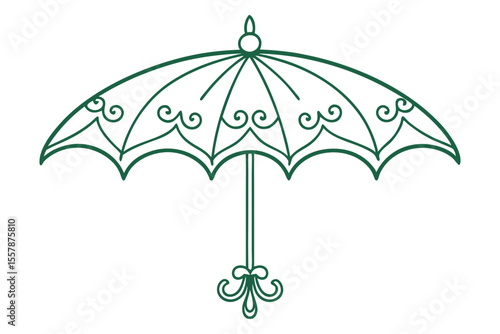 Classic Decorated Umbrella Line Art for Jazz Festival Designs