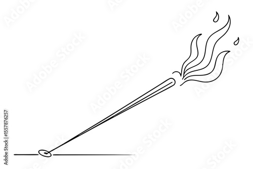 Simple Incense Stick Drawing for Meditative Artwork